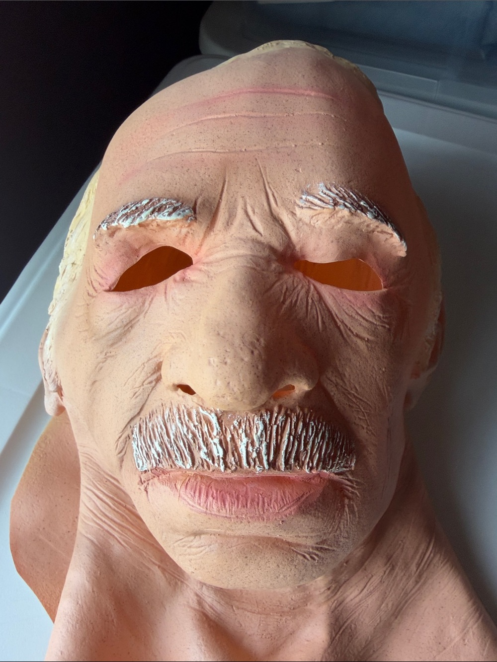 Realistic Old Man Latex Face Mask - Peach Skin Tone with White Hair for Adults